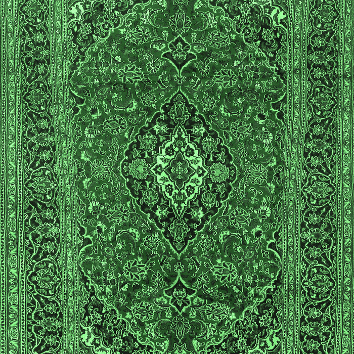Machine Washable Medallion Emerald Green Traditional Area Rugs, wshtr2902emgrn