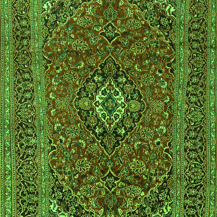 Serging Thickness of Machine Washable Medallion Green Traditional Area Rugs, wshtr2902grn
