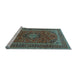 Sideview of Machine Washable Medallion Light Blue Traditional Rug, wshtr2902lblu