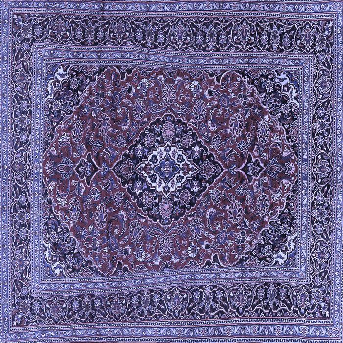Square Machine Washable Medallion Blue Traditional Rug, wshtr2902blu