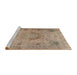 Sideview of Machine Washable Traditional Dark Gold Brown Rug, wshtr2903