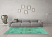 Machine Washable Persian Turquoise Traditional Area Rugs in a Living Room,, wshtr2903turq