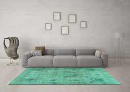 Machine Washable Persian Turquoise Traditional Area Rugs in a Living Room,, wshtr2903turq