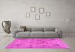 Machine Washable Persian Pink Traditional Rug in a Living Room, wshtr2903pnk