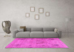 Machine Washable Persian Pink Traditional Rug in a Living Room, wshtr2903pnk