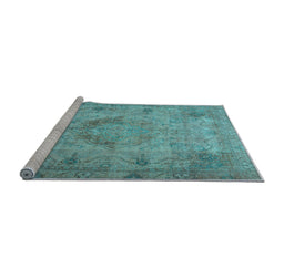 Sideview of Machine Washable Persian Light Blue Traditional Rug, wshtr2903lblu