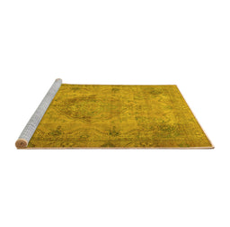 Sideview of Machine Washable Persian Yellow Traditional Rug, wshtr2903yw