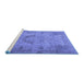 Sideview of Machine Washable Persian Blue Traditional Rug, wshtr2903blu