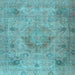 Square Machine Washable Persian Light Blue Traditional Rug, wshtr2903lblu