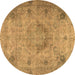 Round Persian Brown Traditional Rug, tr2903brn