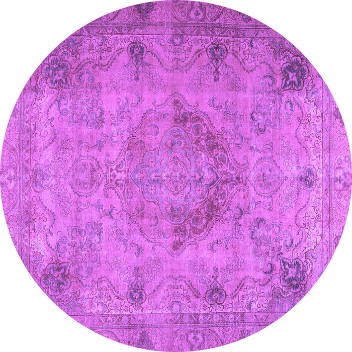 Round Machine Washable Persian Purple Traditional Area Rugs, wshtr2903pur