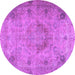 Round Machine Washable Persian Purple Traditional Area Rugs, wshtr2903pur