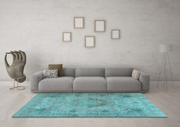 Machine Washable Persian Light Blue Traditional Rug in a Living Room, wshtr2903lblu