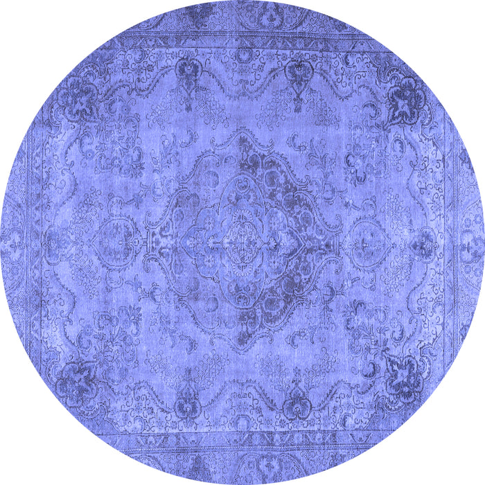 Round Persian Blue Traditional Rug, tr2903blu