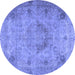 Round Persian Blue Traditional Rug, tr2903blu