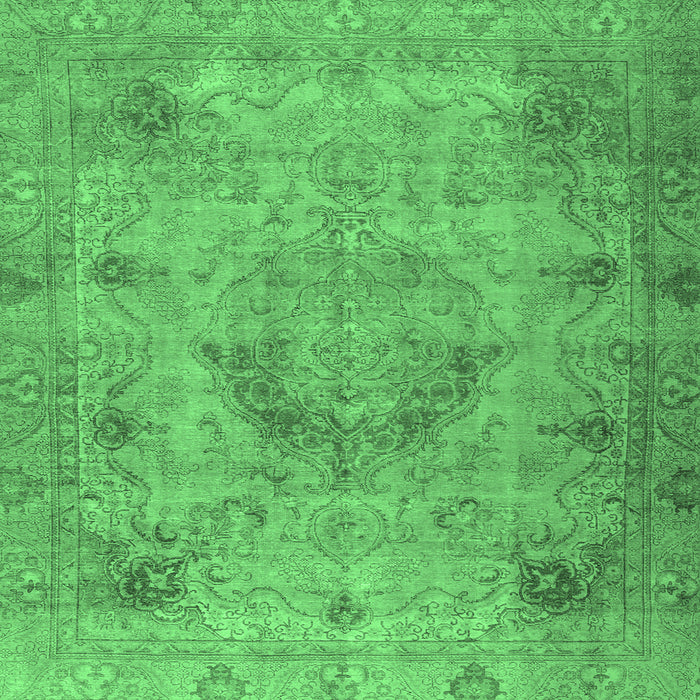 Square Machine Washable Persian Emerald Green Traditional Area Rugs, wshtr2903emgrn