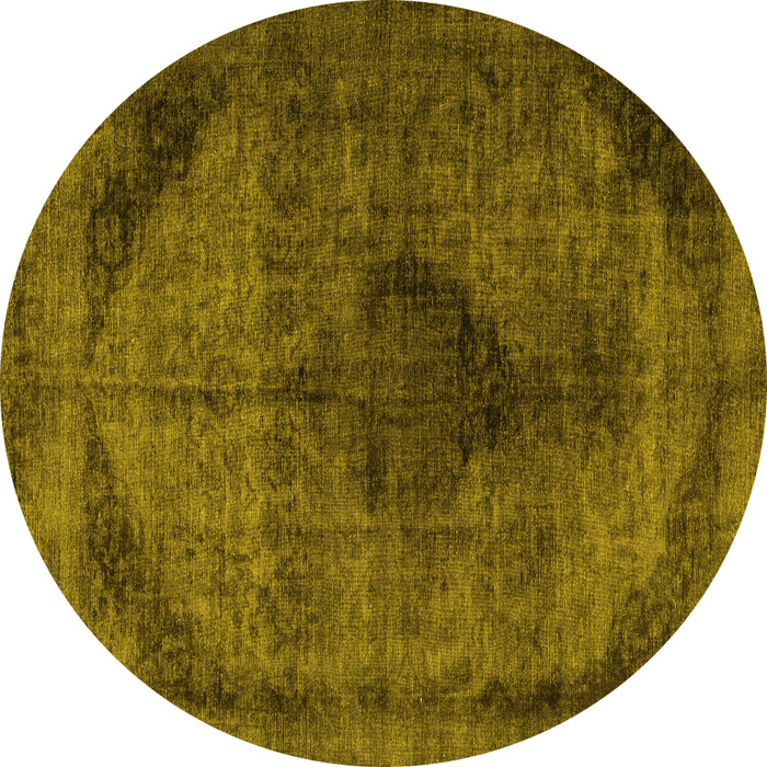 Round Persian Yellow Traditional Rug, tr2904yw