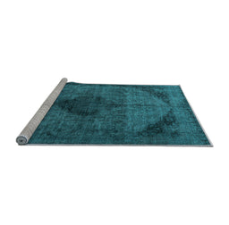 Sideview of Machine Washable Persian Light Blue Traditional Rug, wshtr2904lblu