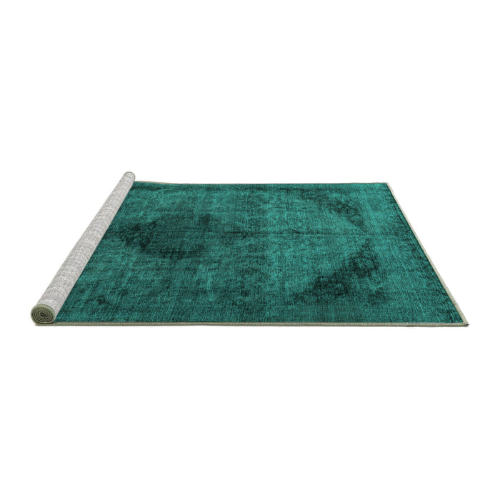 Sideview of Machine Washable Persian Turquoise Traditional Area Rugs, wshtr2904turq