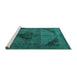 Sideview of Machine Washable Persian Turquoise Traditional Area Rugs, wshtr2904turq