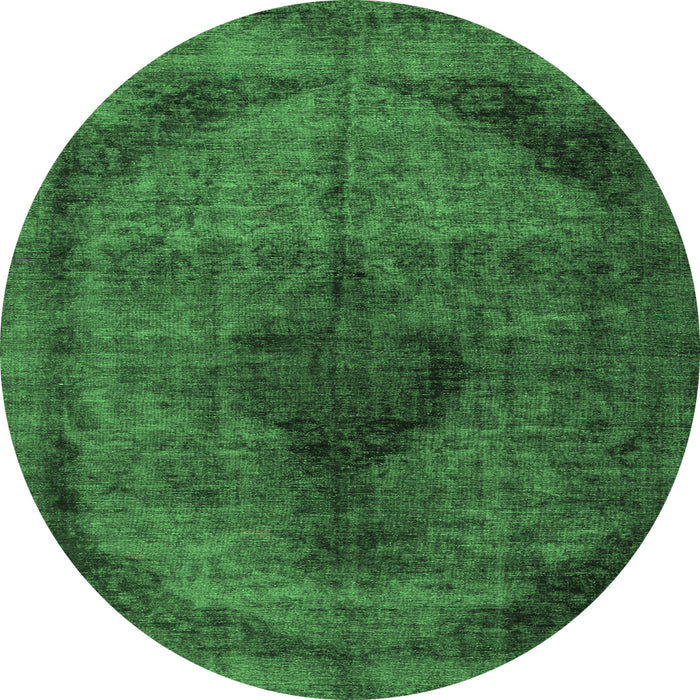 Round Persian Emerald Green Traditional Rug, tr2904emgrn