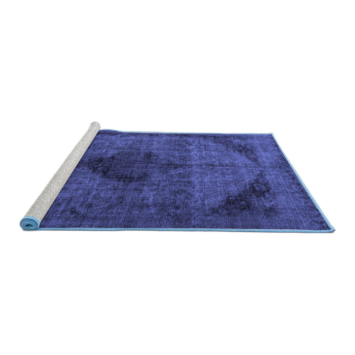 Sideview of Machine Washable Persian Blue Traditional Rug, wshtr2904blu