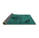 Sideview of Persian Turquoise Traditional Rug, tr2904turq