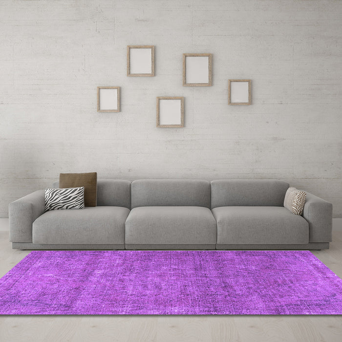 Machine Washable Persian Purple Traditional Area Rugs in a Living Room, wshtr2905pur