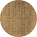 Round Persian Brown Traditional Rug, tr2905brn