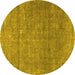 Round Persian Yellow Traditional Rug, tr2905yw