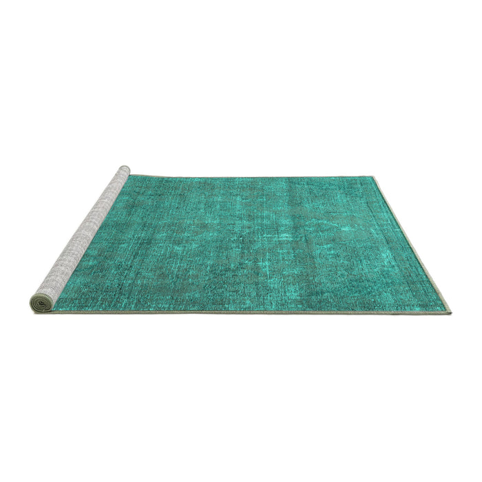 Sideview of Machine Washable Persian Turquoise Traditional Area Rugs, wshtr2905turq