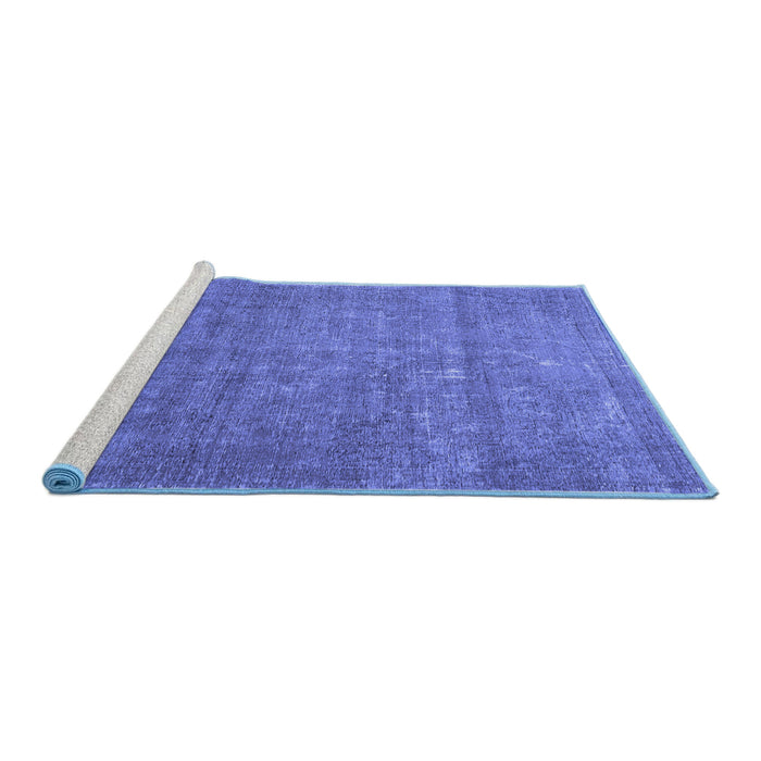 Sideview of Machine Washable Persian Blue Traditional Rug, wshtr2905blu