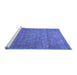 Sideview of Machine Washable Persian Blue Traditional Rug, wshtr2905blu