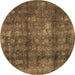 Round Persian Brown Traditional Rug, tr2906brn