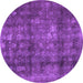 Round Machine Washable Persian Purple Traditional Area Rugs, wshtr2906pur