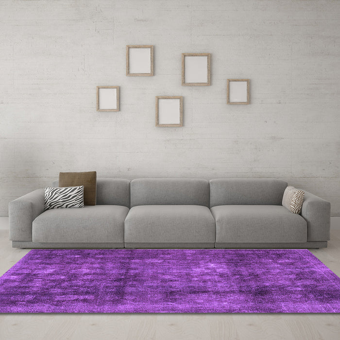 Machine Washable Persian Purple Traditional Area Rugs in a Living Room, wshtr2906pur