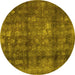 Round Machine Washable Persian Yellow Traditional Rug, wshtr2906yw