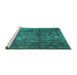 Sideview of Machine Washable Persian Turquoise Traditional Area Rugs, wshtr2906turq