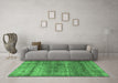 Machine Washable Persian Emerald Green Traditional Area Rugs in a Living Room,, wshtr2907emgrn