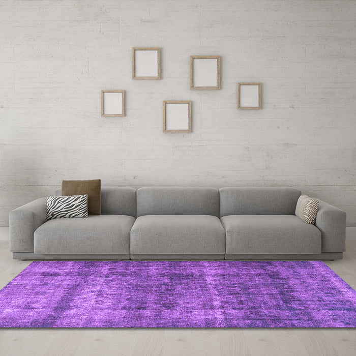 Machine Washable Persian Purple Traditional Area Rugs in a Living Room, wshtr2907pur