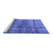 Sideview of Machine Washable Persian Blue Traditional Rug, wshtr2907blu