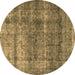 Round Persian Brown Traditional Rug, tr2907brn