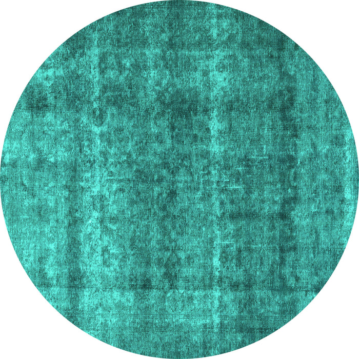 Round Persian Turquoise Traditional Rug, tr2907turq