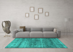 Machine Washable Persian Turquoise Traditional Area Rugs in a Living Room,, wshtr2907turq