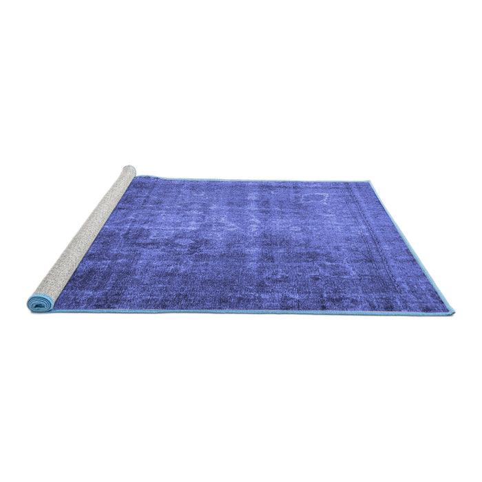 Sideview of Machine Washable Persian Blue Traditional Rug, wshtr2908blu