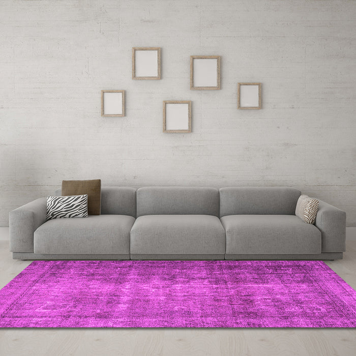 Machine Washable Persian Pink Traditional Rug in a Living Room, wshtr2908pnk