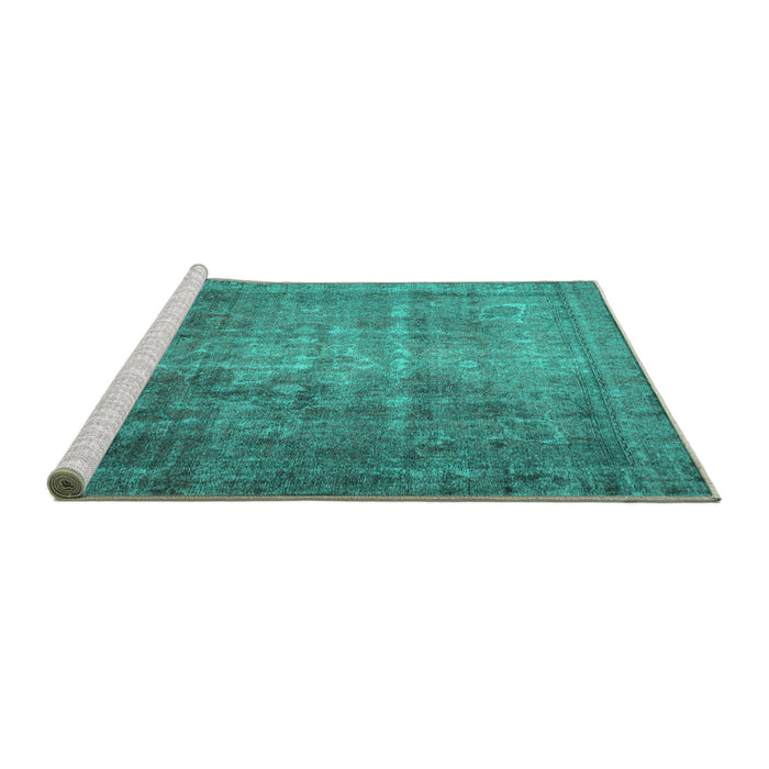 Sideview of Machine Washable Persian Turquoise Traditional Area Rugs, wshtr2908turq