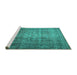 Sideview of Machine Washable Persian Turquoise Traditional Area Rugs, wshtr2908turq