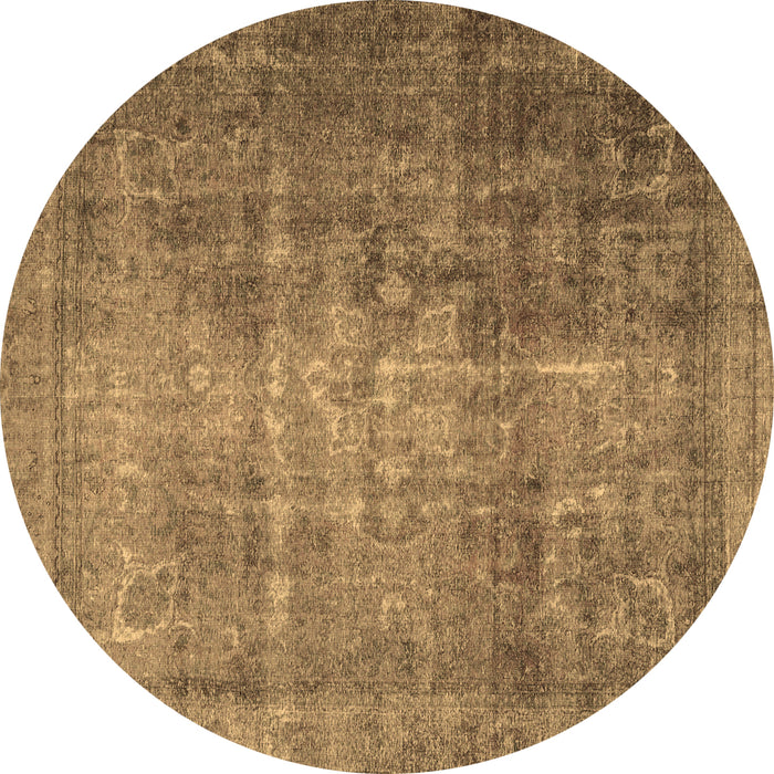Round Persian Brown Traditional Rug, tr2908brn