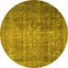 Round Persian Yellow Traditional Rug, tr2908yw